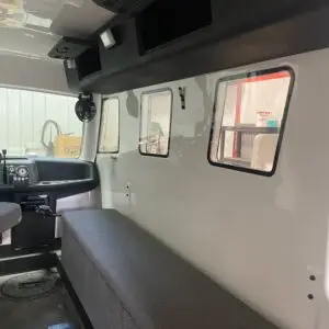 A view of the inside of an ambulance.