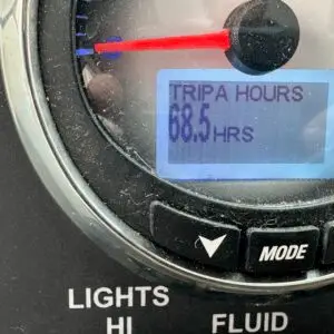 A close up of the temperature and light on a car